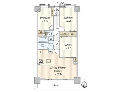 レクセルマンション飯山満 間取図(平面図)