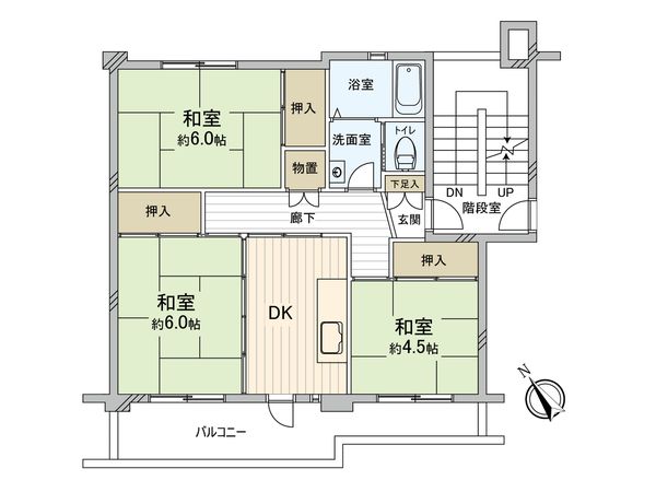 袖ヶ浦住宅 2-7-2号棟 間取図(平面図) 間取図(平面図)