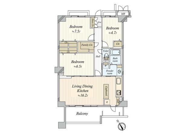 コスモ津田沼グレイスシティ A棟 間取図(平面図)