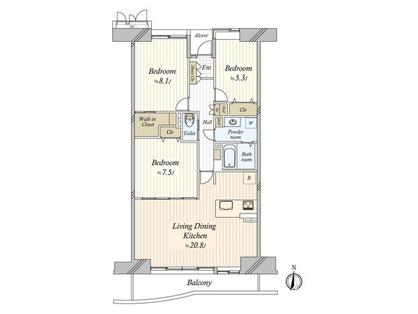 谷津パークタウン参番街 43号棟 間取図(平面図)