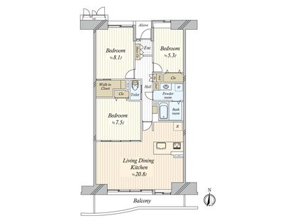 谷津パークタウン参番街 43号棟 間取図(平面図)