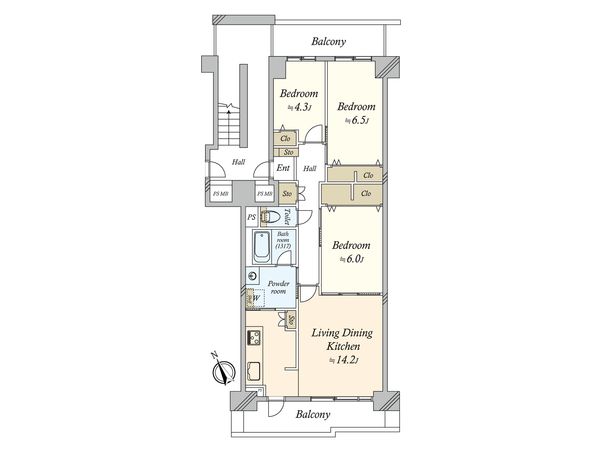 津田沼ハイライズ 間取図(平面図) 津田沼ハイライズ 間取図(平面図)
