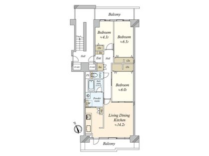 津田沼ハイライズ 間取図(平面図)
