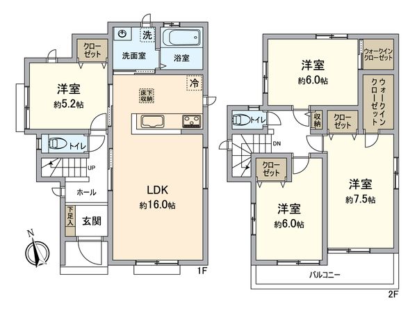 成田市郷部Ⅱ 新築戸建 A号棟 間取図(平面図) 成田市郷部Ⅱ 新築戸建 A号棟 間取図(平面図)