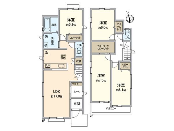 成田市郷部Ⅱ 新築戸建 B号棟 間取図(平面図) 成田市郷部Ⅱ 新築戸建 B号棟 間取図(平面図)