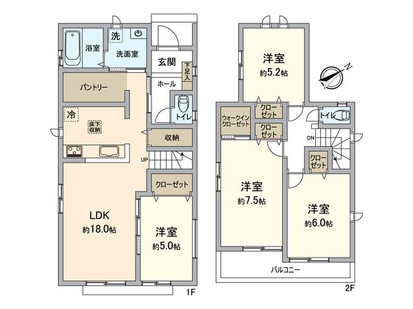 美郷台2丁目新築戸建 E号棟 間取図(平面図) 美郷台2丁目新築戸建 E号棟 間取図(平面図)