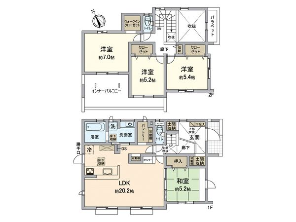 日吉台6丁目新築戸建 間取図(平面図) 間取図(平面図)