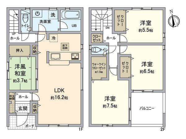 成田市玉造第13 2号棟 間取図(平面図)