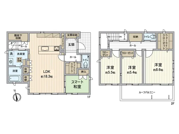 全居室南東向きで陽当たり良好。ウォークインクローゼットやファミリークロークなど収納豊富な４LDK。