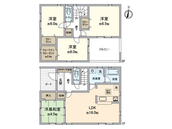 富里市七栄第26 新築戸建 2号棟 間取図(平面図)