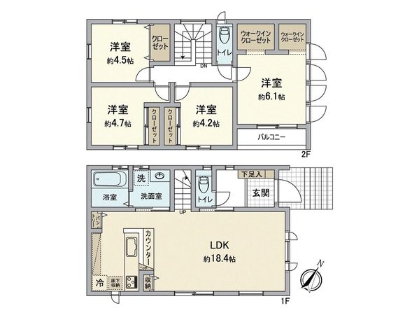 吾妻1丁目新築戸建 2号棟 間取図(平面図) 吾妻1丁目新築戸建 2号棟 間取図(平面図)
