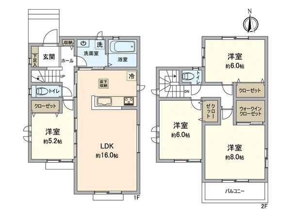 成田市橋賀台Ⅳ 新築戸建 1号棟 間取図(平面図) 成田市橋賀台Ⅳ 新築戸建 1号棟 間取図(平面図)