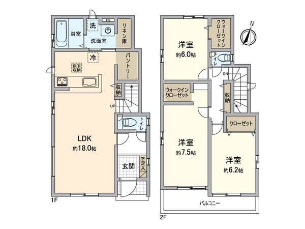 成田市玉造10期 新築戸建 1号棟 間取図(平面図) 成田市玉造10期 新築戸建 1号棟 間取図(平面図)
