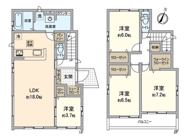 成田市玉造10期 新築戸建 2号棟 間取図(平面図) 成田市玉造10期 新築戸建 2号棟 間取図(平面図)