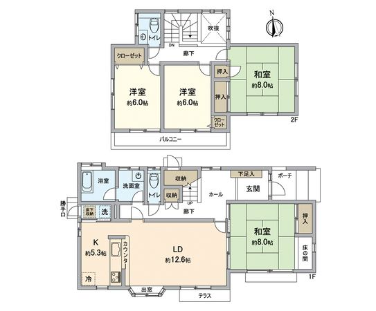 平賀学園台3丁目戸建 間取図(平面図)