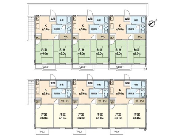 江原台2丁目アパート 全3棟 間取図(平面図)