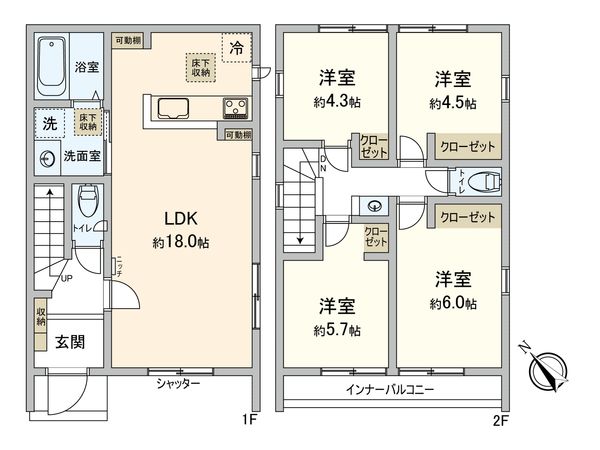 磯辺3丁目新築戸建1号棟 間取図(平面図) 磯辺3丁目新築戸建1号棟 間取図(平面図)