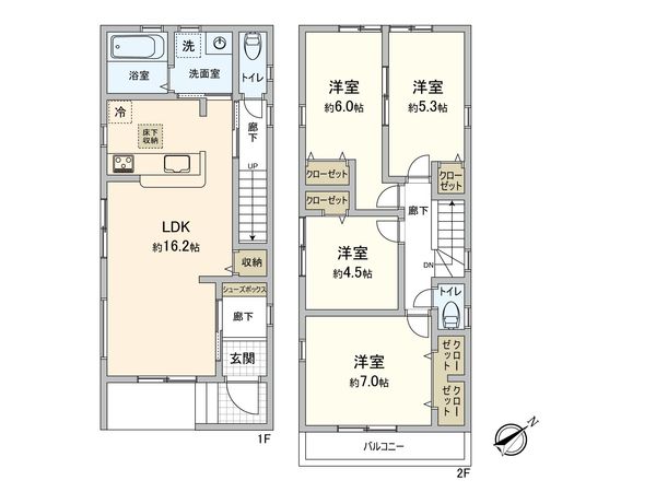 真砂4丁目新築戸建 3号棟 間取図(平面図) 真砂4丁目新築戸建 3号棟 間取図(平面図)