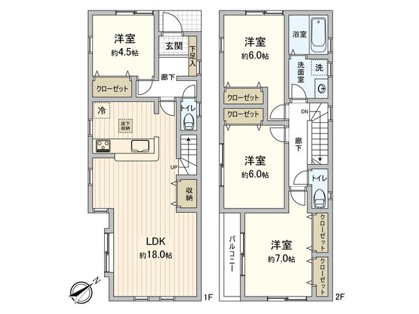 磯辺7丁目新築戸建 1号棟 間取図(平面図) 磯辺7丁目新築戸建 1号棟 間取図(平面図)