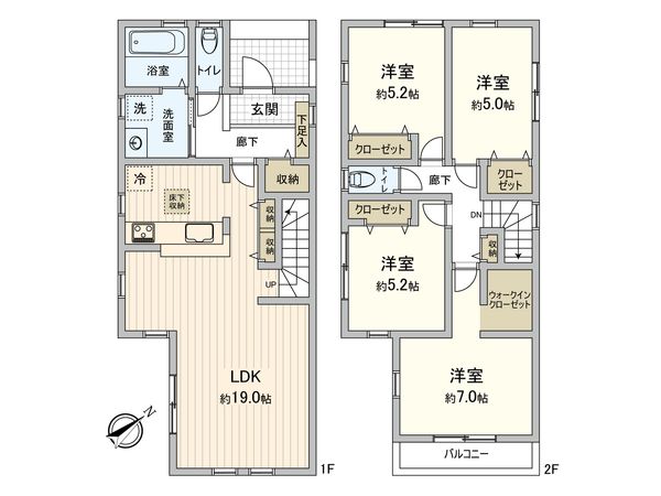 磯辺7丁目新築戸建 2号棟 間取図(平面図) 磯辺7丁目新築戸建 2号棟 間取図(平面図)