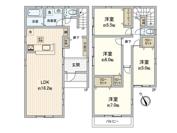 真砂5丁目新築戸建 1号棟 間取図(平面図) 真砂5丁目新築戸建 1号棟 間取図(平面図)