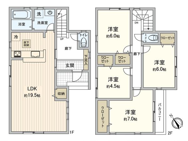 真砂5丁目新築戸建 2号棟 間取図(平面図) 真砂5丁目新築戸建 2号棟 間取図(平面図)