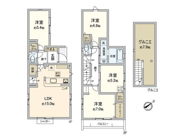 高浜5丁目新築戸建 間取図(平面図) 高浜5丁目新築戸建 間取図(平面図)