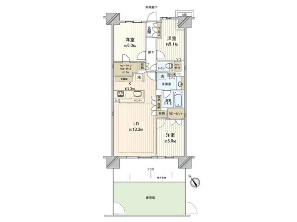 ザ・レジデンス検見川浜ガーデンズ フィールドテラス 間取図(平面図)
