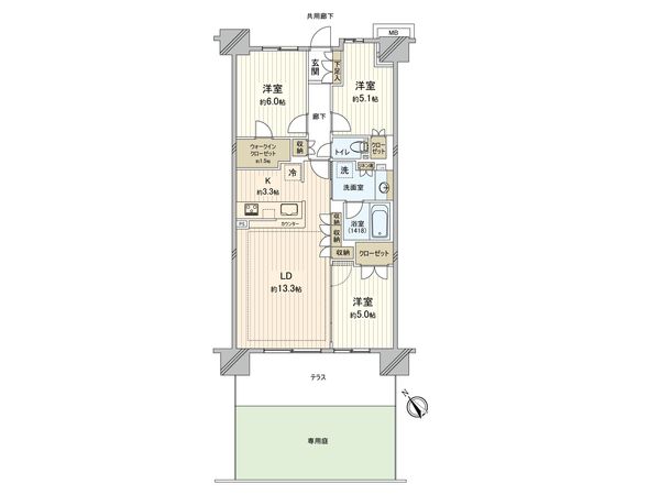 ザ・レジデンス検見川浜ガーデンズ フィールドテラス 間取図(平面図)