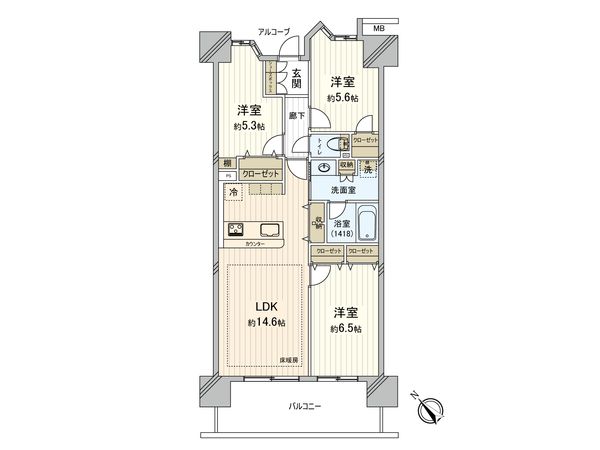 プレミスト稲毛海岸 間取図(平面図)