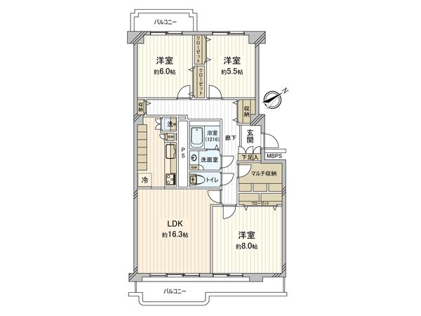 検見川ハウス D棟 間取図(平面図)