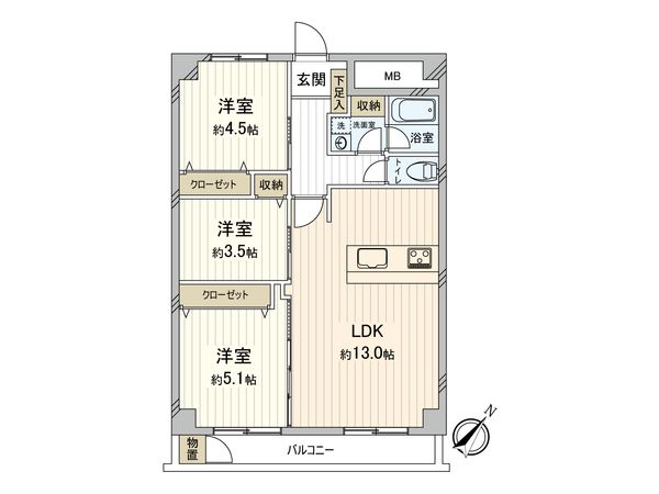 東建検見川マンション 間取図(平面図) 東建検見川マンション 間取図(平面図)