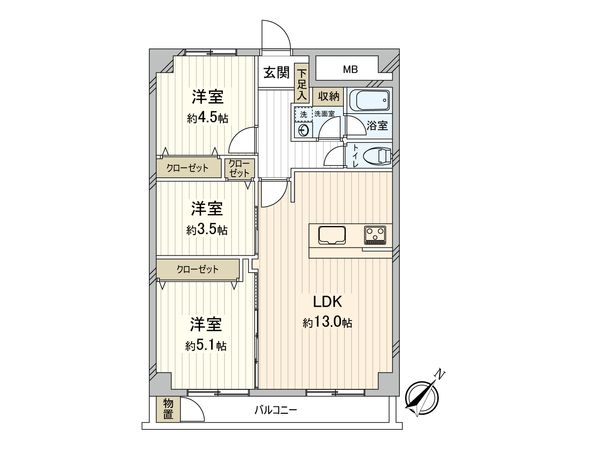 東建検見川マンション 間取図(平面図)