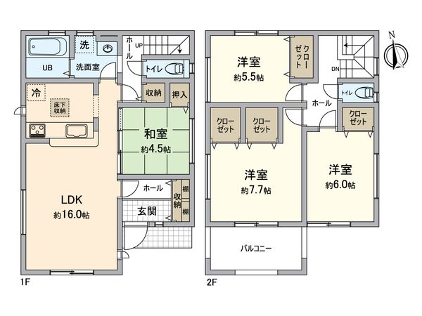 船橋市習志野台2丁目 新築戸建 2号棟 間取図(平面図)
