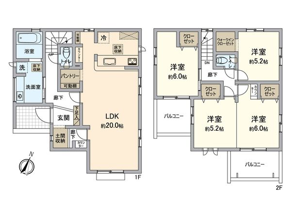 船橋市習志野台4丁目2期 新築戸建 1号棟 間取図(平面図)