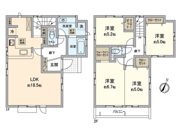 船橋市西習志野3丁目 新築戸建 1号棟 間取図(平面図)