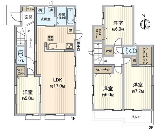 船橋市二和西6丁目 戸建 間取図(平面図) 船橋市二和西6丁目 戸建 間取図(平面図)