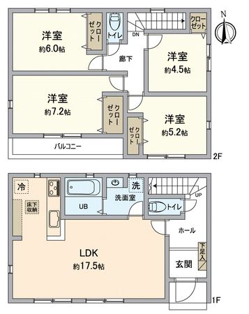 船橋市芝山6丁目 新築戸建 4号棟 間取図(平面図) 船橋市芝山6丁目 新築戸建 4号棟 間取図(平面図)