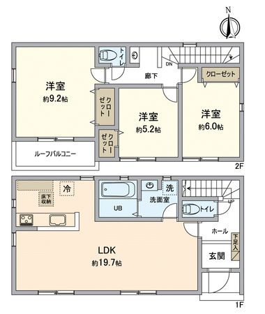 船橋市芝山6丁目 新築戸建 6号棟 間取図(平面図) 船橋市芝山6丁目 新築戸建 6号棟 間取図(平面図)