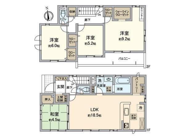 船橋市坪井東1丁目 新築戸建 1号棟 間取図(平面図) 船橋市坪井東1丁目 新築戸建 1号棟 間取図(平面図)
