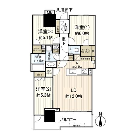 幕張ベイパーク ライズゲートタワー 間取図(平面図)