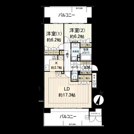 グランパティオス公園西の街5番館 間取図(平面図) グランパティオス公園西の街5番館 間取図(平面図)