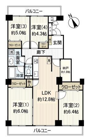 幕張ファミールハイツ1号棟 間取図(平面図) 幕張ファミールハイツ1号棟 間取図(平面図)