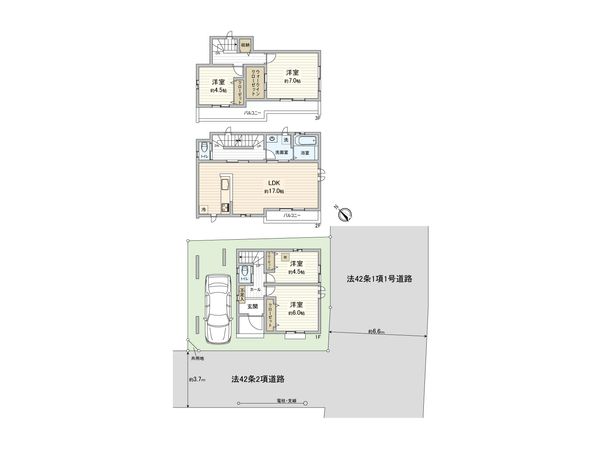 市川市押切新築戸建 B号棟 間取図(平面図)