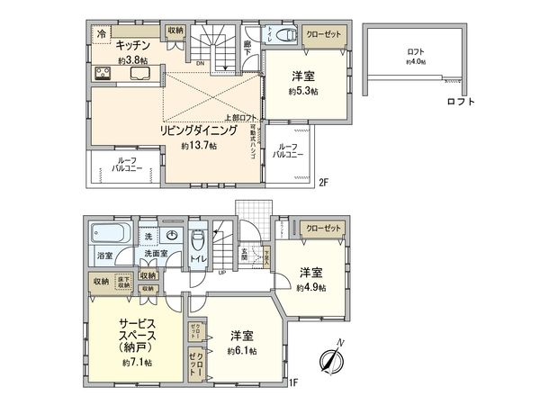 香取2丁目 戸建 間取図(平面図)
