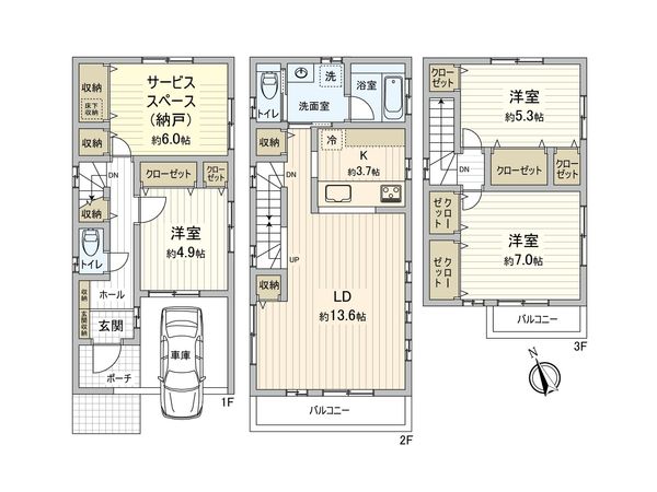 新井3丁目 戸建 間取図(平面図)