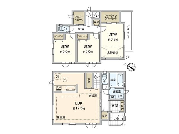 市川市塩焼3丁目 新築戸建 B号棟 間取図(平面図) 市川市塩焼3丁目 新築戸建 B号棟 間取図(平面図)