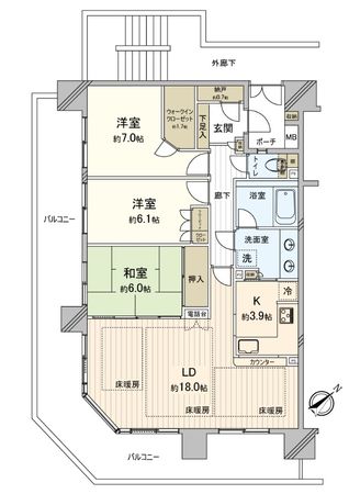 ガーデナヴィルラグナ市川妙典 間取図(平面図) ガーデナヴィルラグナ市川妙典 間取図(平面図)