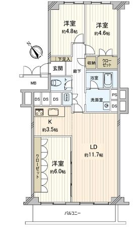 サニーハウス南行徳 間取図(平面図) サニーハウス南行徳 間取図(平面図)