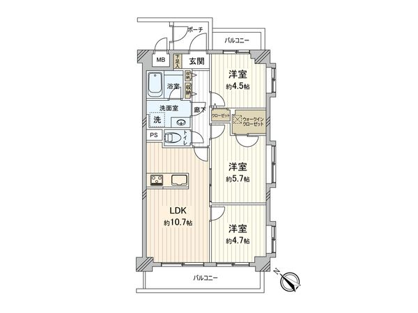 ローズガーデン浦安弐番館 間取図(平面図) ローズガーデン浦安弐番館 間取図(平面図)